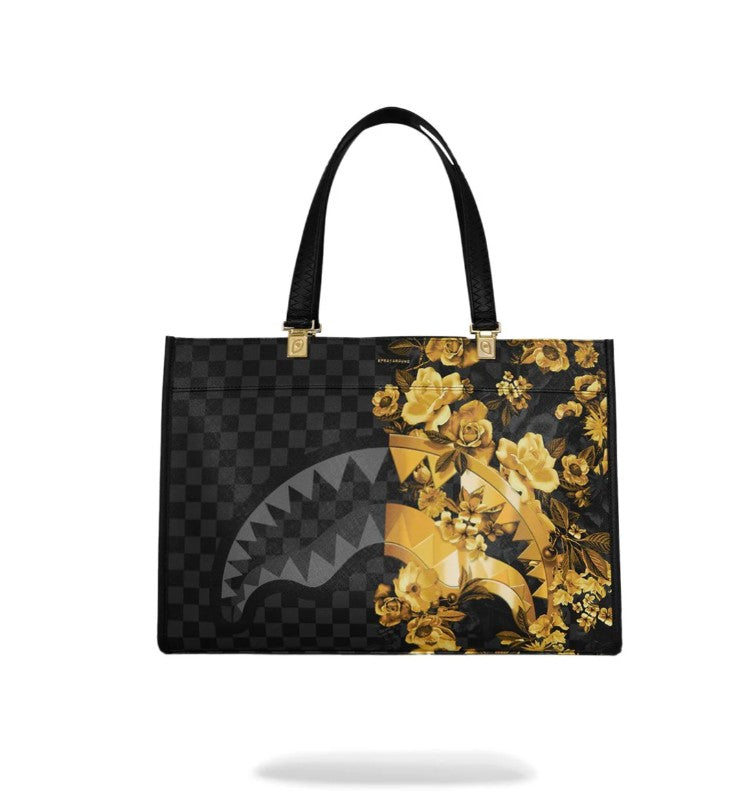 Sprayground Gold Floral Remix Tortuga Tote
