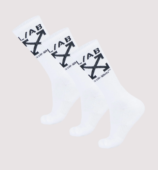 L/AB CO Off-White Clamp Arrows Mid Calf Crew Socks 3 Pack Multi Colors