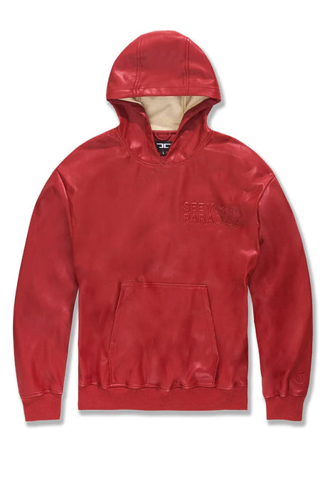 JORDAN CRAIG SEE YOU IN PARADISE LEATHER PULLOVER HOODIE MULTI COLORS