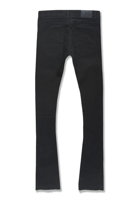 Santorini Black Stacked Jeans - Side Profile