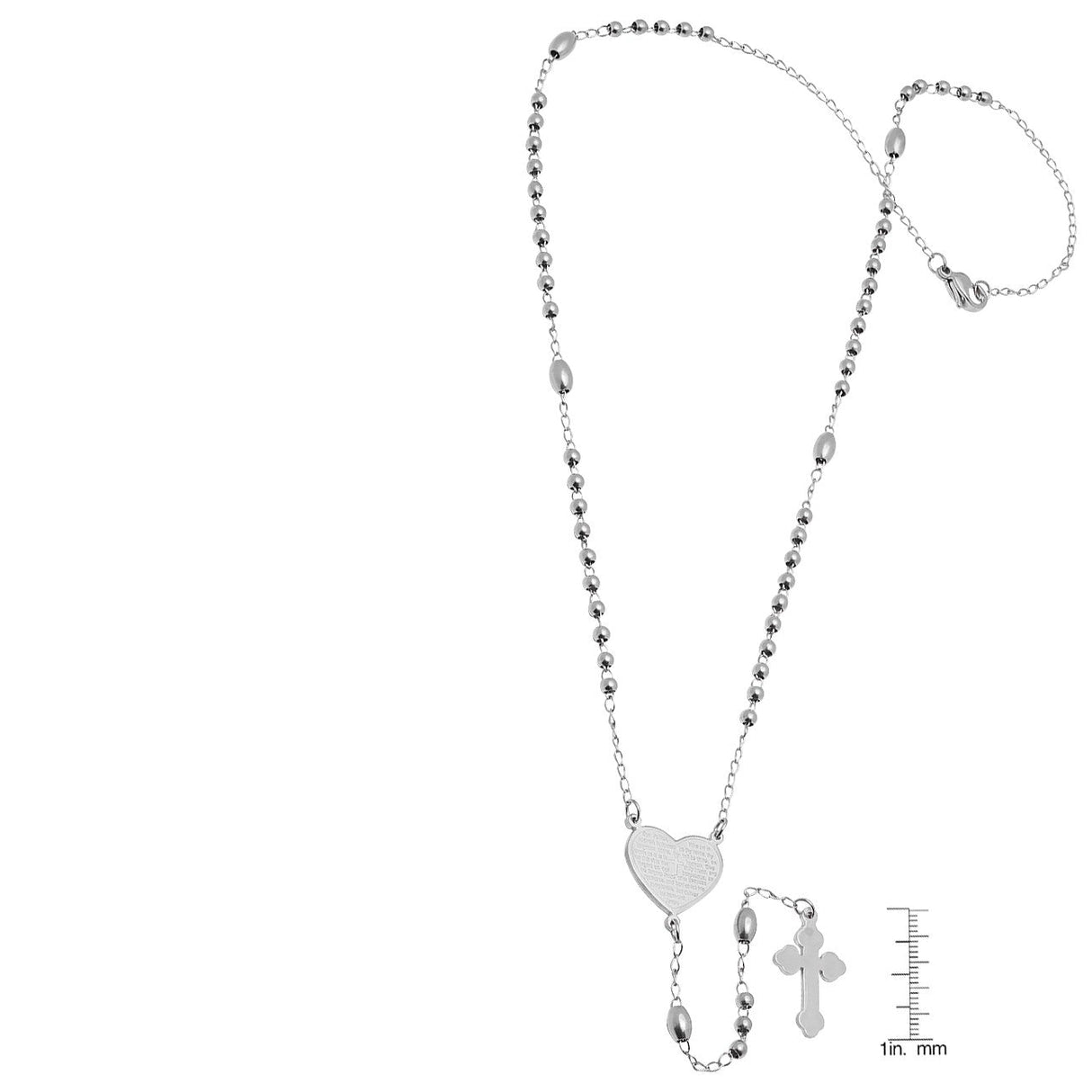Our Father Prayer Heart Rosary Necklace