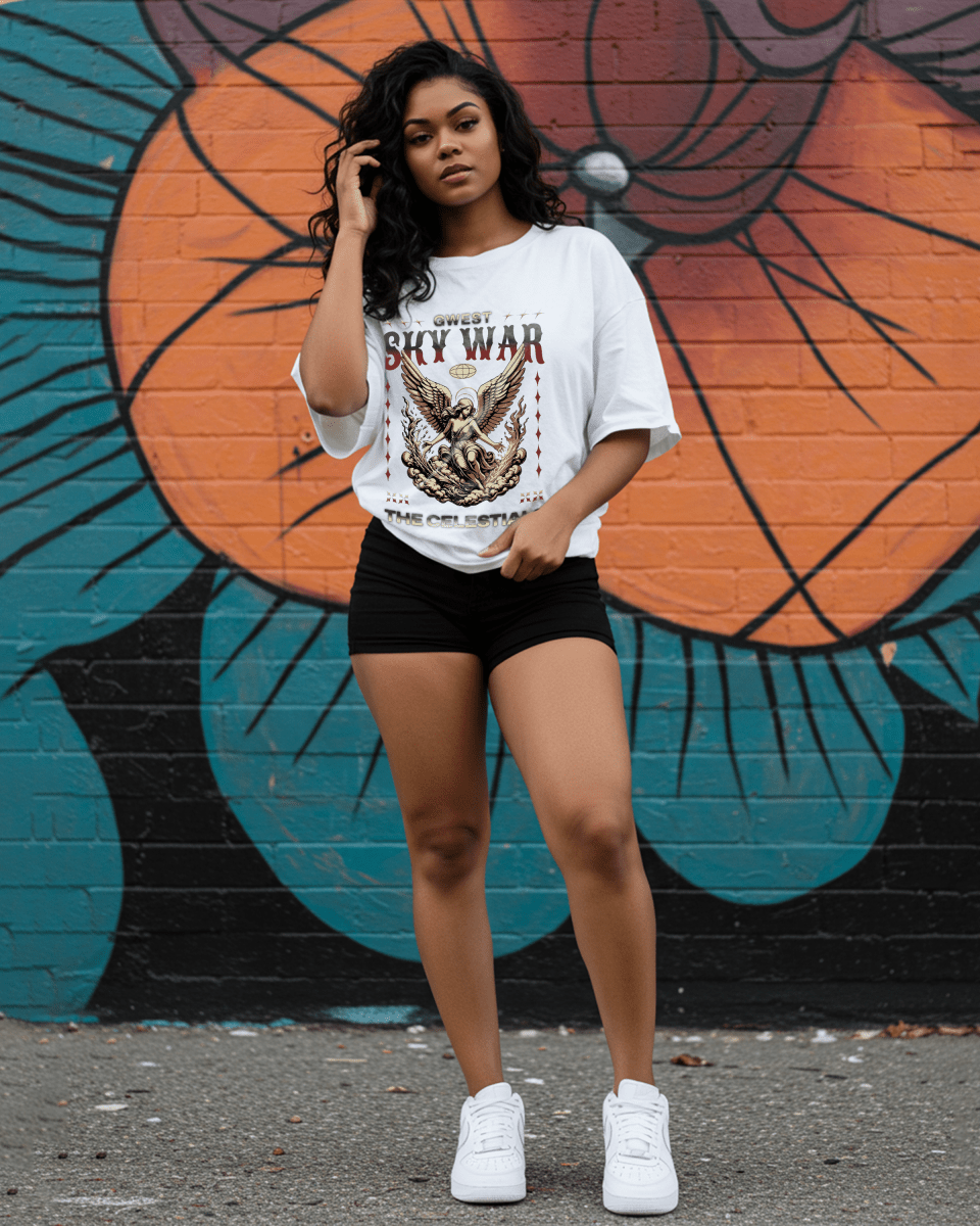 G West Angel Statue Streetwear Oversized Women's T-Shirt