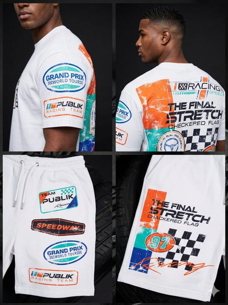 Modern casual look with an athletic streetwear short set