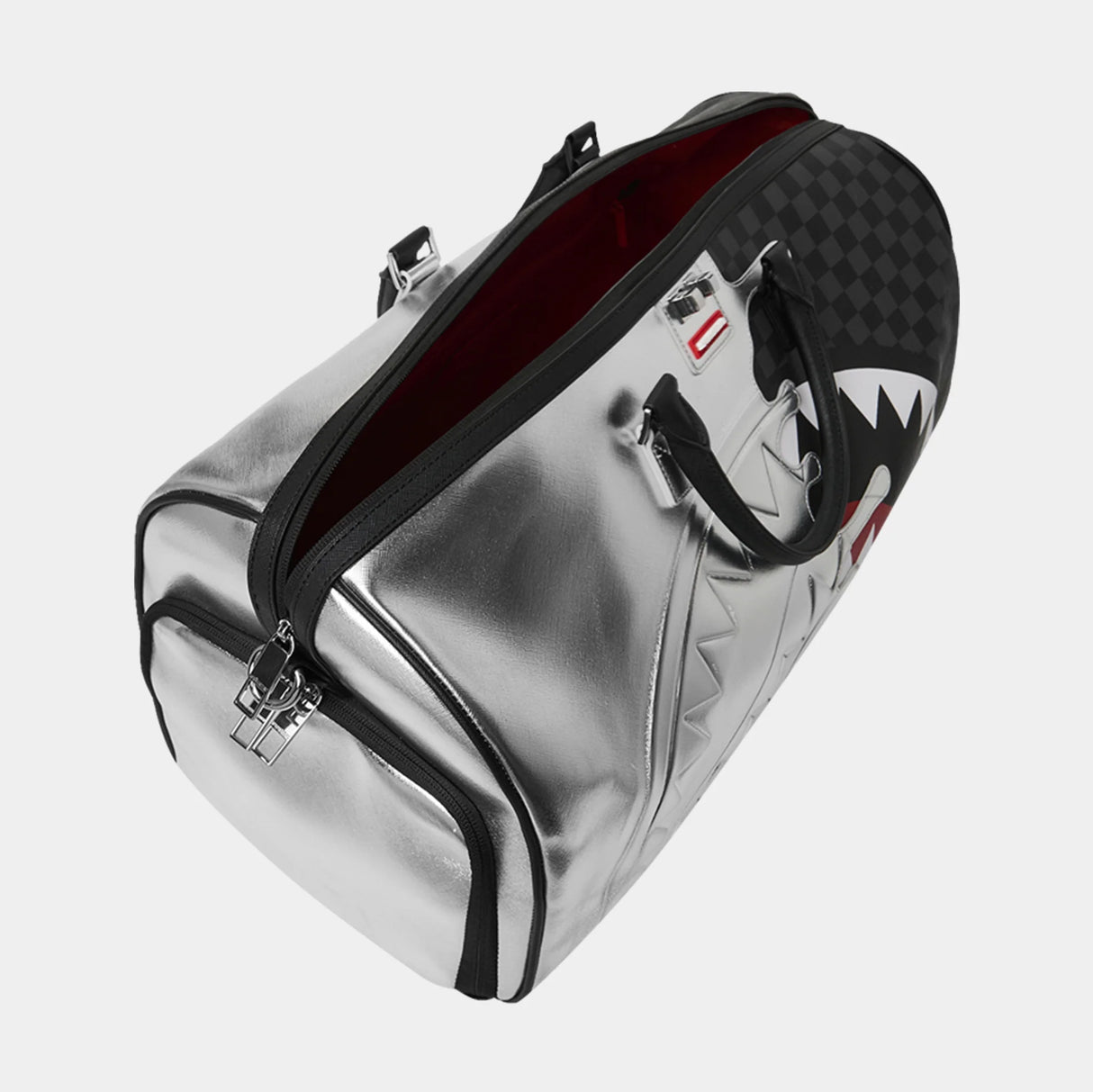 Sprayground Silver Side Drip Black Check Large Duffle