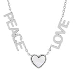 Peace, Love, And Mother Of Pearl Heart Necklace