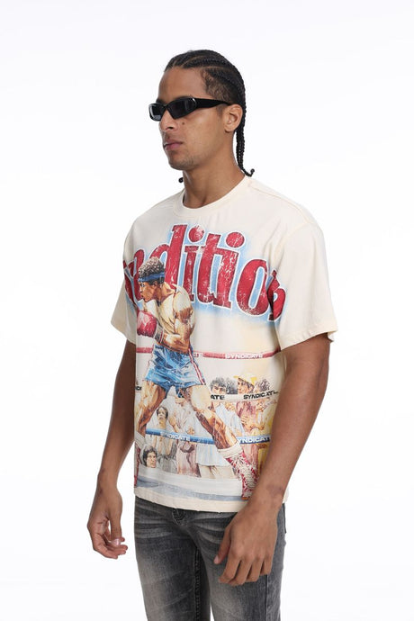 Beige casual T-shirt effortless streetwear fashion look