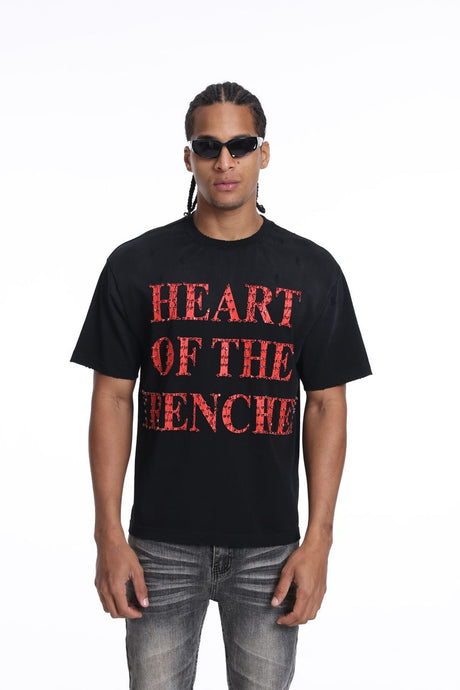 Black crystal graphic T-shirt bold streetwear statement outfit