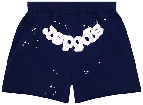 Streetwear outfit idea with bold web design sweat shorts