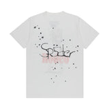 Streetwear outfit with white graphic T-shirt inspired by Travis style