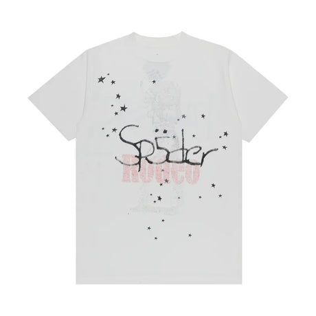 Streetwear outfit with white graphic T-shirt inspired by Travis style