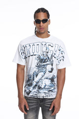 Casual streetwear tee white blue outfit inspiration clean style