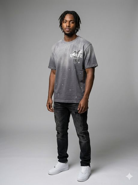 concept evolve studded t shirt grey wash streetwear style