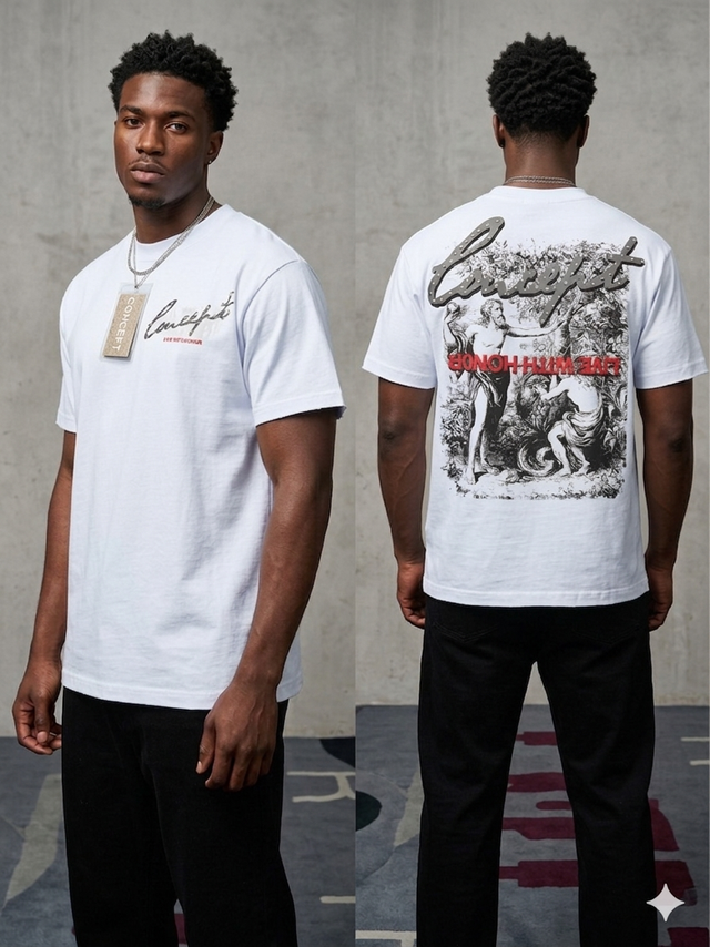 concept live with honor rhinestone t shirt white streetwear style