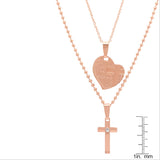 Simulated Diamond Alloy Cross Pendant & 'I Love You Religiously' Heart Pendant
