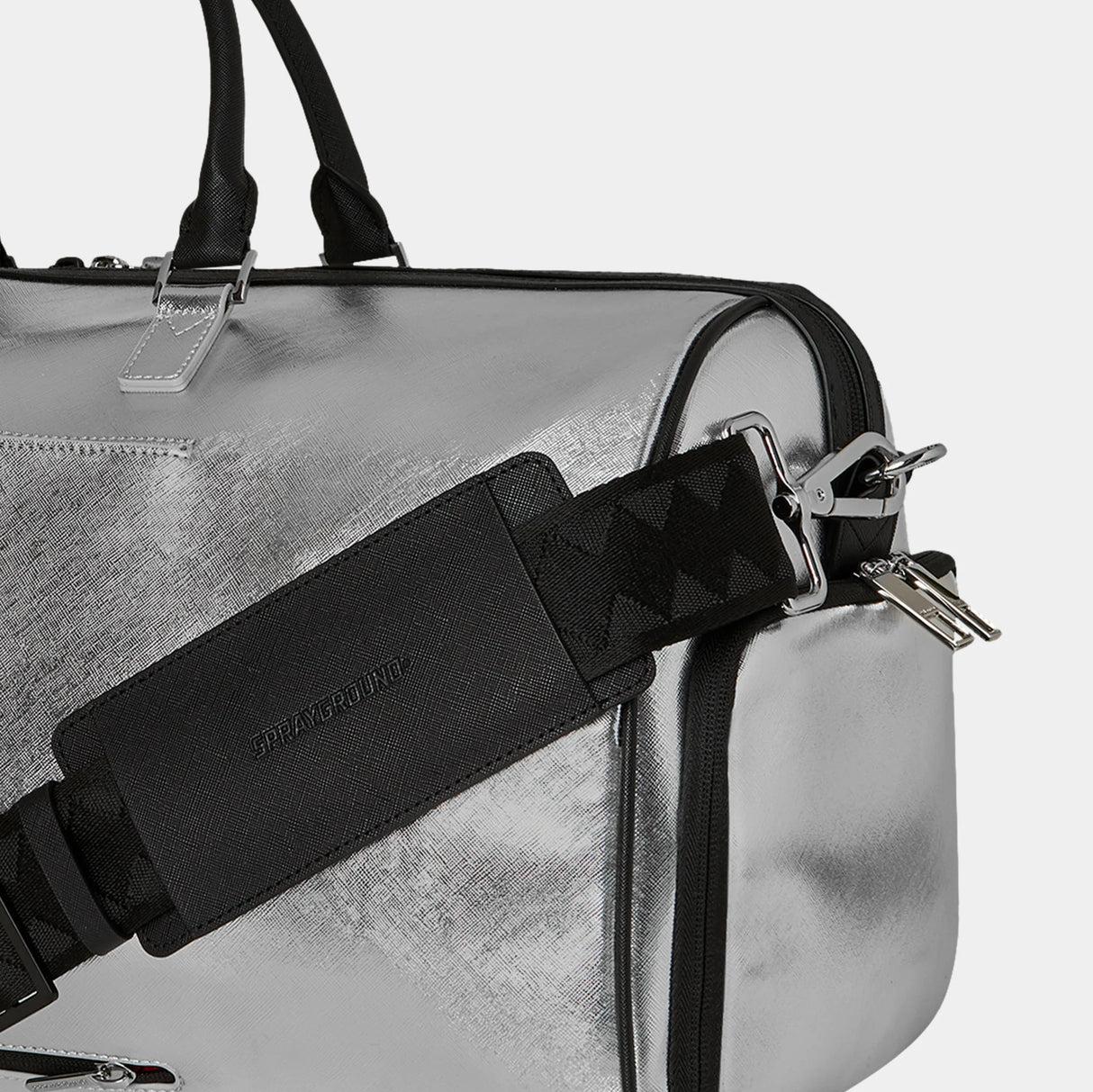 Sprayground Silver Side Drip Black Check Large Duffle