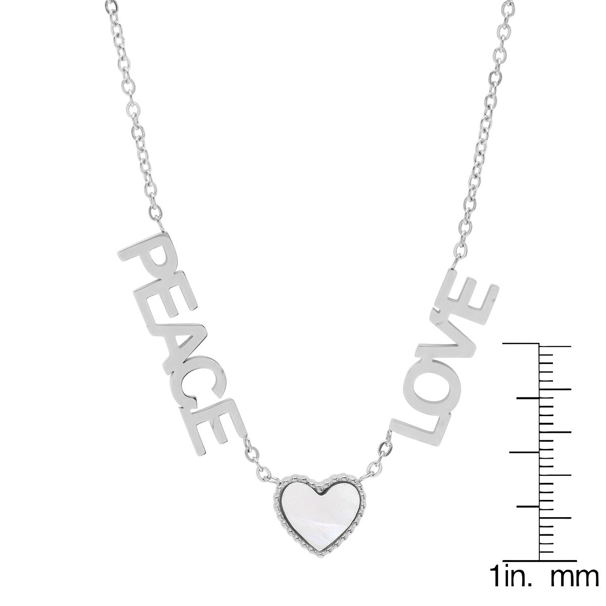 Peace, Love, And Mother Of Pearl Heart Necklace