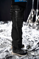 dripnationil elite kids oversized cargo jeans black wax stars detailing design