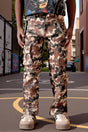 Elite kids camo rhinestone cargo baggy jeans front view bold streetwear look