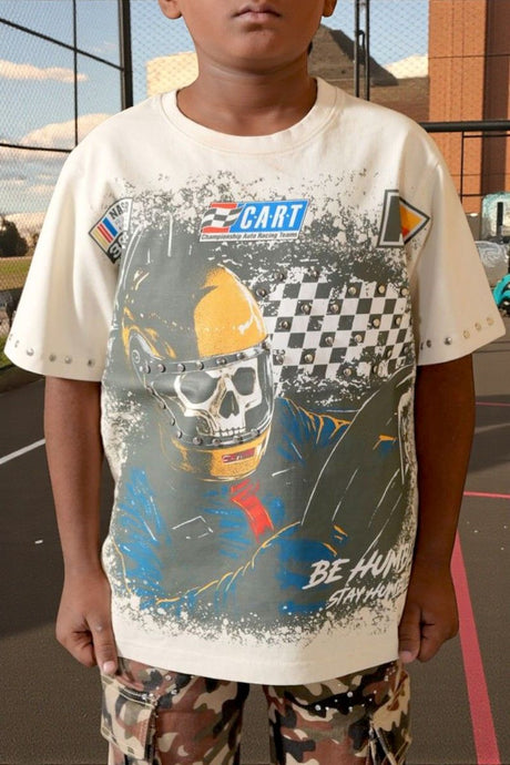 DripNationIL elite kids fast car washed embellished t-shirt multicolor front view