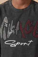 DripNationIL elite kids heavy embellished t-shirt multicolor front view