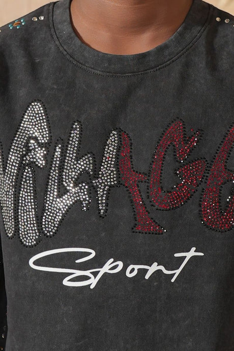 DripNationIL elite kids heavy embellished t-shirt multicolor front view