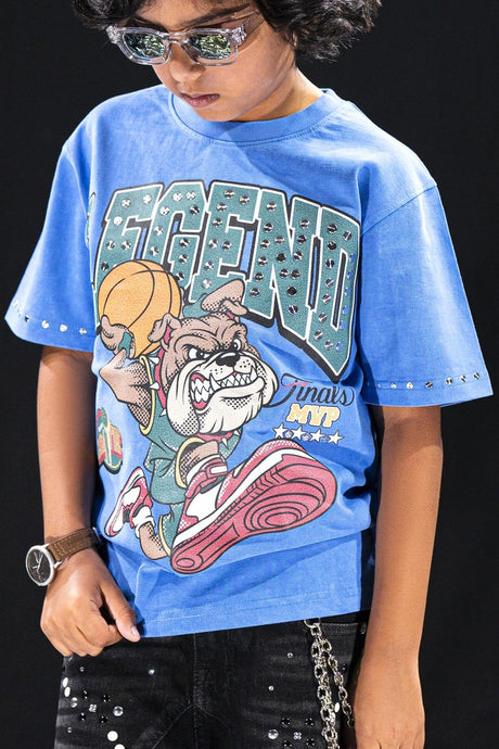 elite kids legend rhinestone studded oversized heavy t shirt streetwear drip