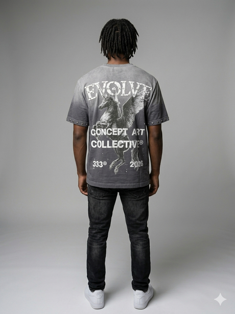 grey wash studded t shirt evolve design streetwear outfit