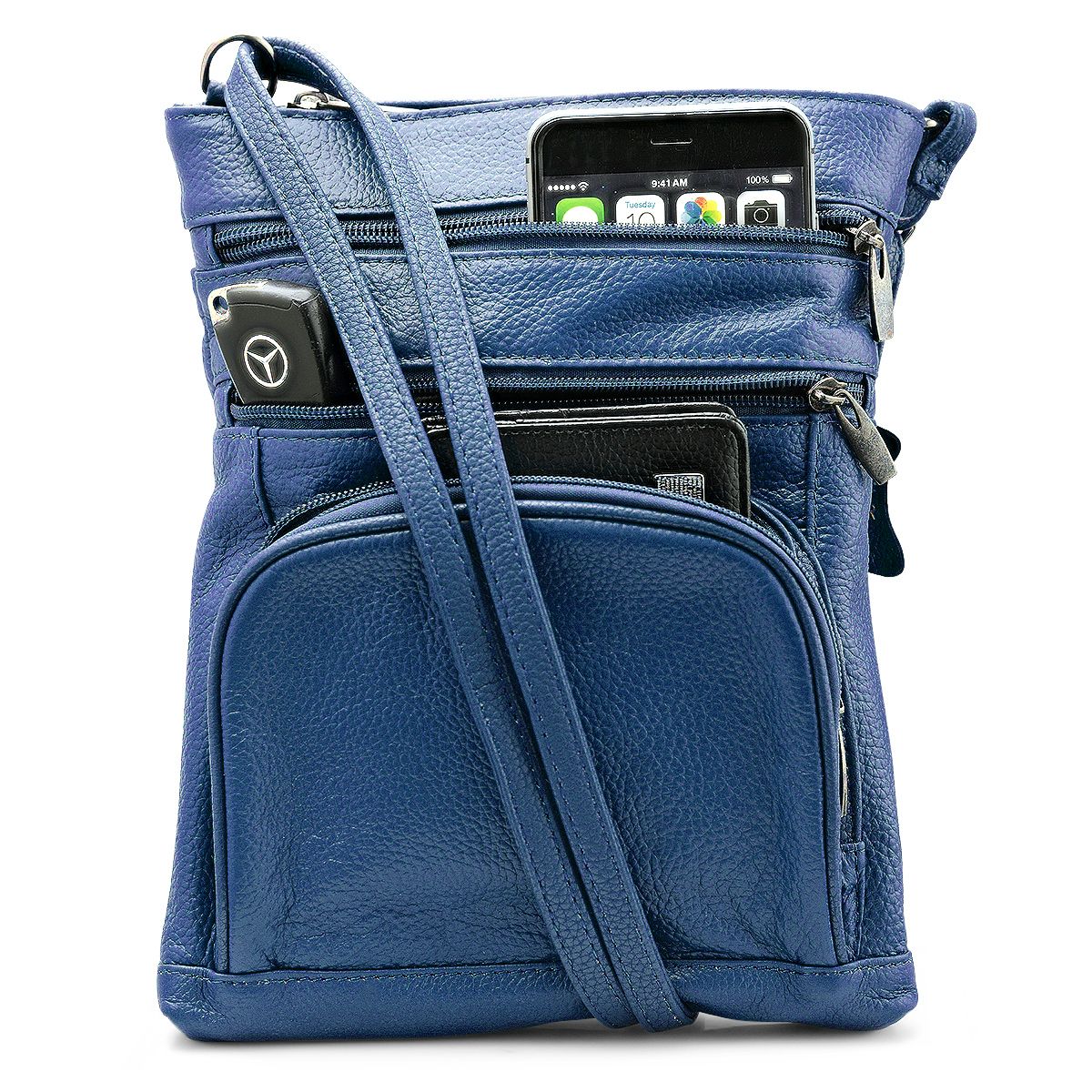 SteelTime Unisex Leather Crossbody Bag With Serenity Prayer