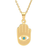 Hamsa Pendant With Blue Simulated Diamonds