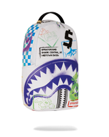 SPRAYGROUND SHARK CENTRAL STENCILS- WHITE DLXSV BACKPACK