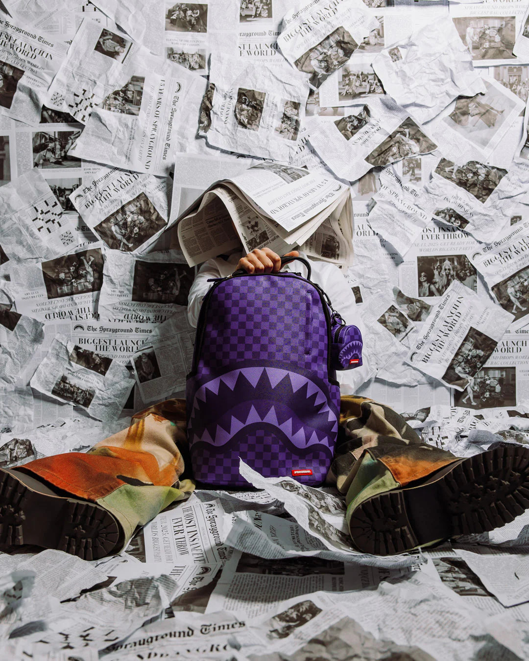 SPRAYGROUND PURPLE SHARK SHARKS IN PARIS DLXSV BACKPACK