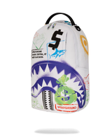 SPRAYGROUND SHARK CENTRAL STENCILS- WHITE DLXSV BACKPACK