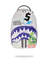 SPRAYGROUND SHARK CENTRAL STENCILS- WHITE DLXSV BACKPACK