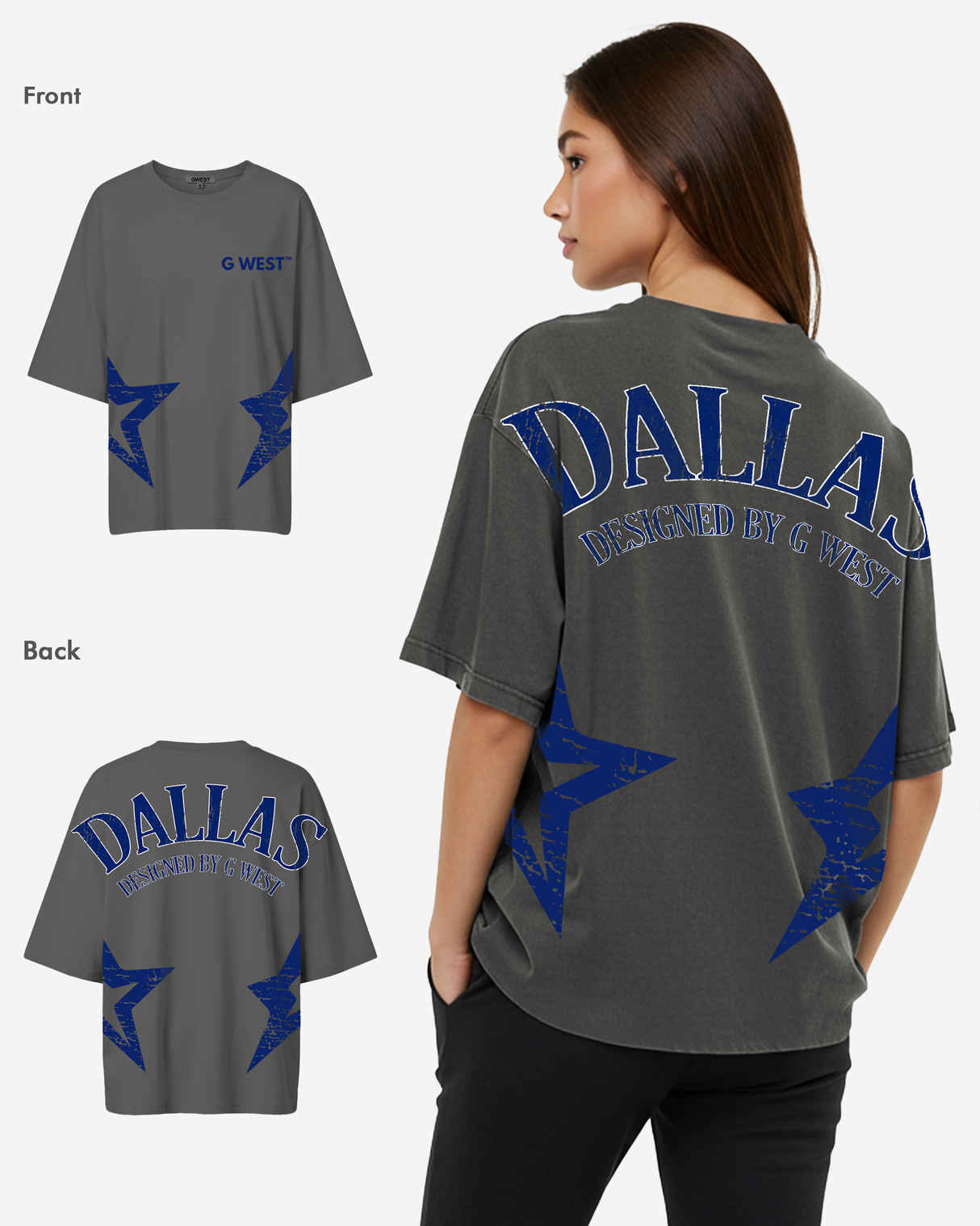 G West Womens Oversized Dallas Logo Tee