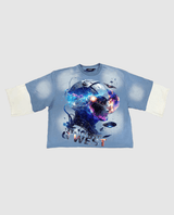 G WEST 3/4 TWO TONE SLEEVE MATAL FUTURE COTTON JERSEY TEE