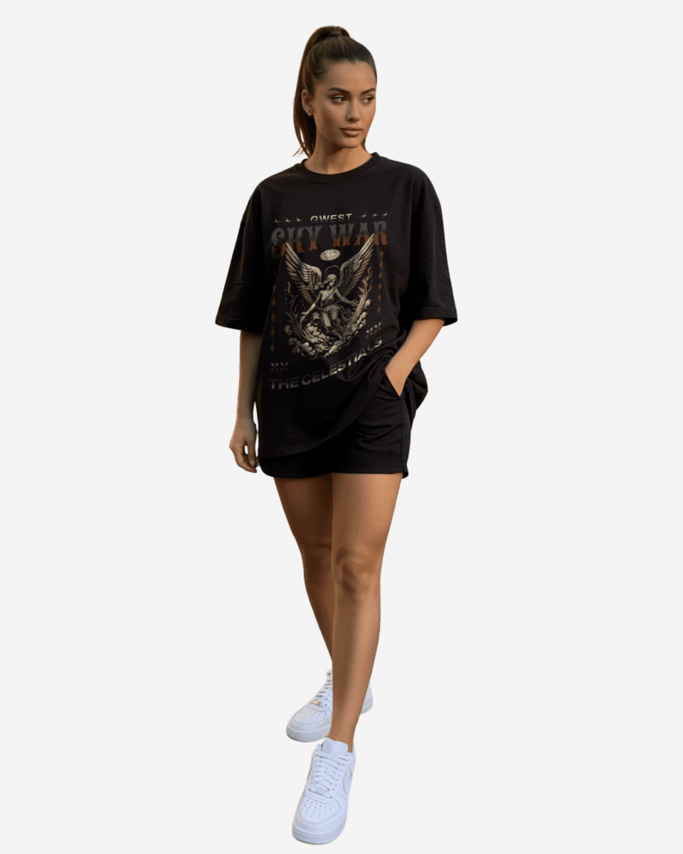 G West Angel Statue Streetwear Oversized Women's T-Shirt