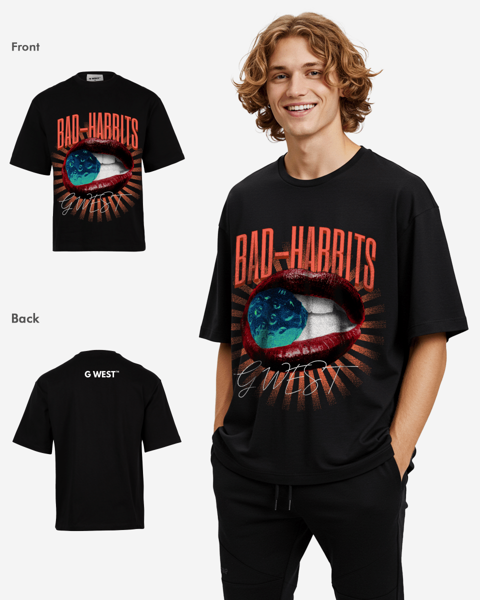 G-WEST BAD HABBITS OVERSIZED TEE