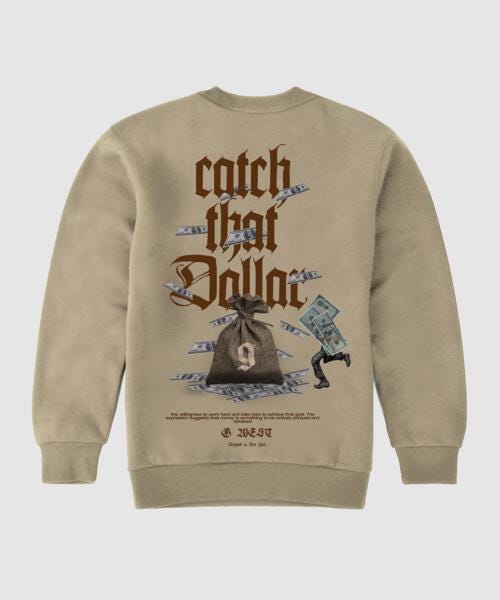 G West Catch The Dolla Fleece Crewneck With Invisible Zippers