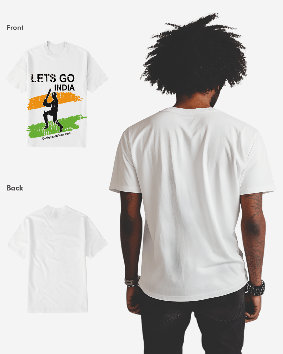 G West Cricket Lets Go India T-Shirt