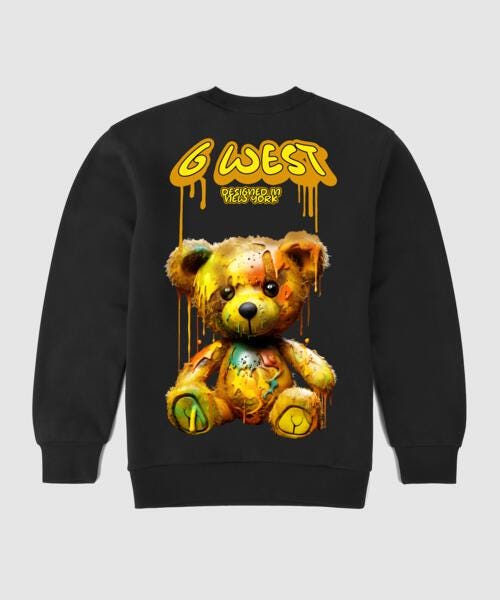 G West Drip Bear Fleece Crewneck With Invisible Zippers