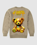 G West Drip Bear Fleece Crewneck With Invisible Zippers