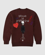 G West Drunk On Sorrow Fleece Crewneck With Invisible Zippers