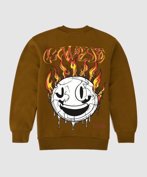 G West Fire Smile Fleece Crewneck With Invisible Zippers