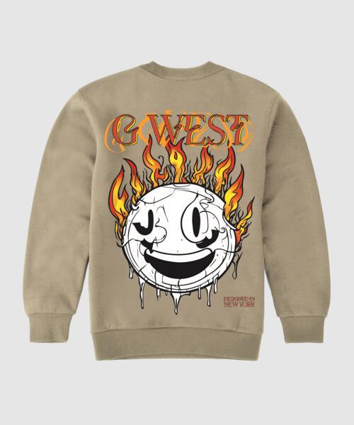 G West Fire Smile Fleece Crewneck With Invisible Zippers