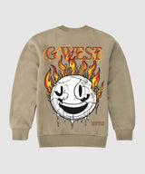 G West Fire Smile Fleece Crewneck With Invisible Zippers