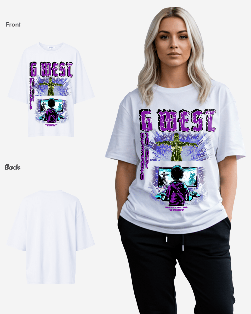 G West Game of G Baby Blue Black Oversized Tee - Women