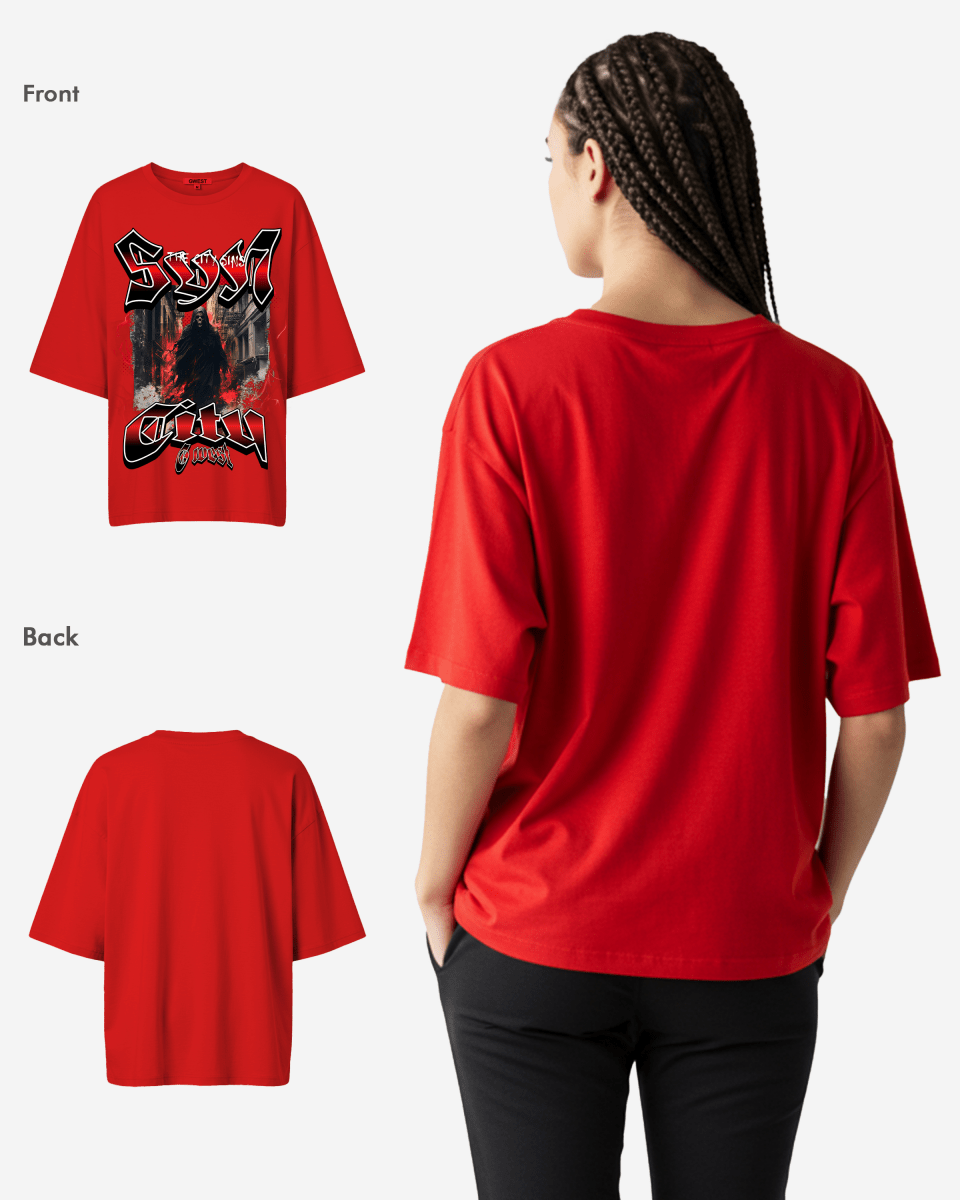 G WEST Ghost City Oversized Tee -WOMEN