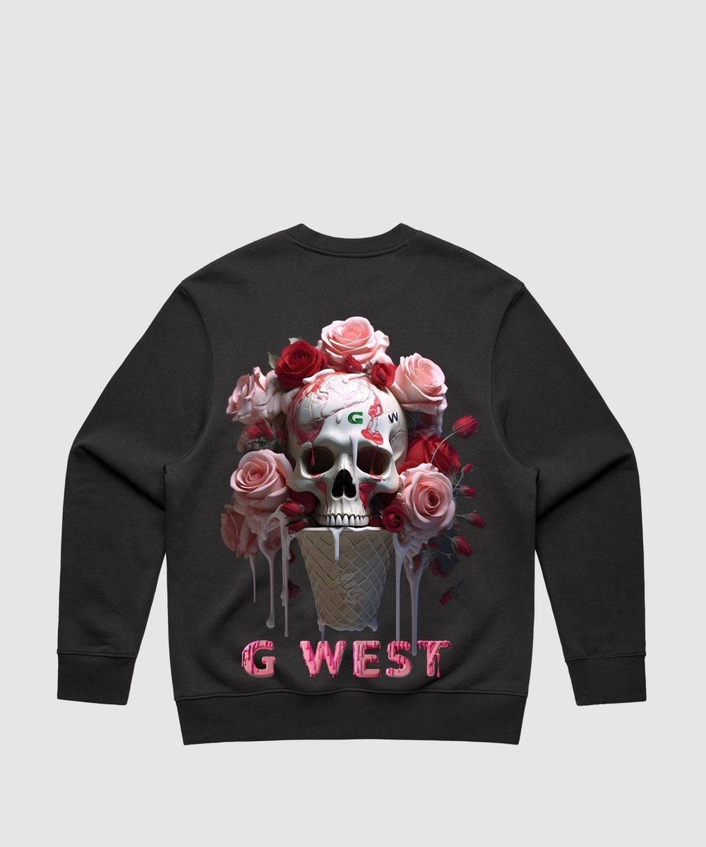 G West Ice Cream Skull Heavy Premium Crewneck