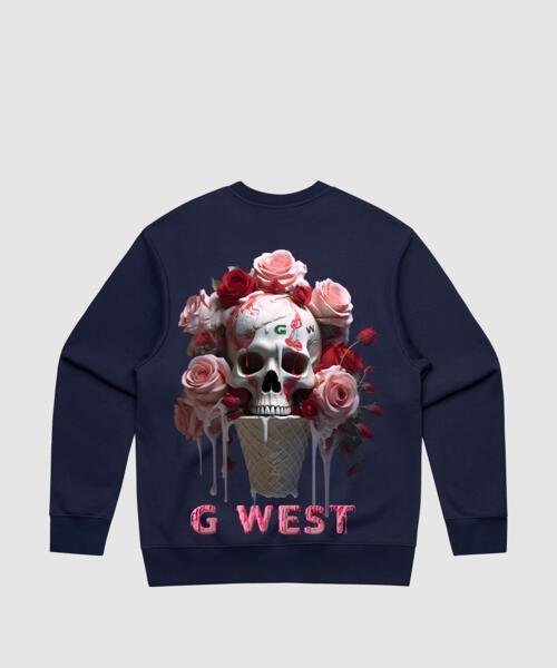 G West Ice Cream Skull Heavy Premium Crewneck