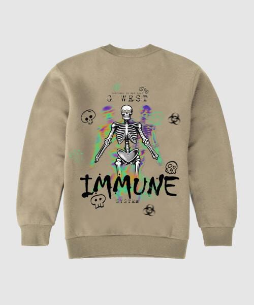 G West Immune Skeleton Fleece Crewneck With Invisible Zippers